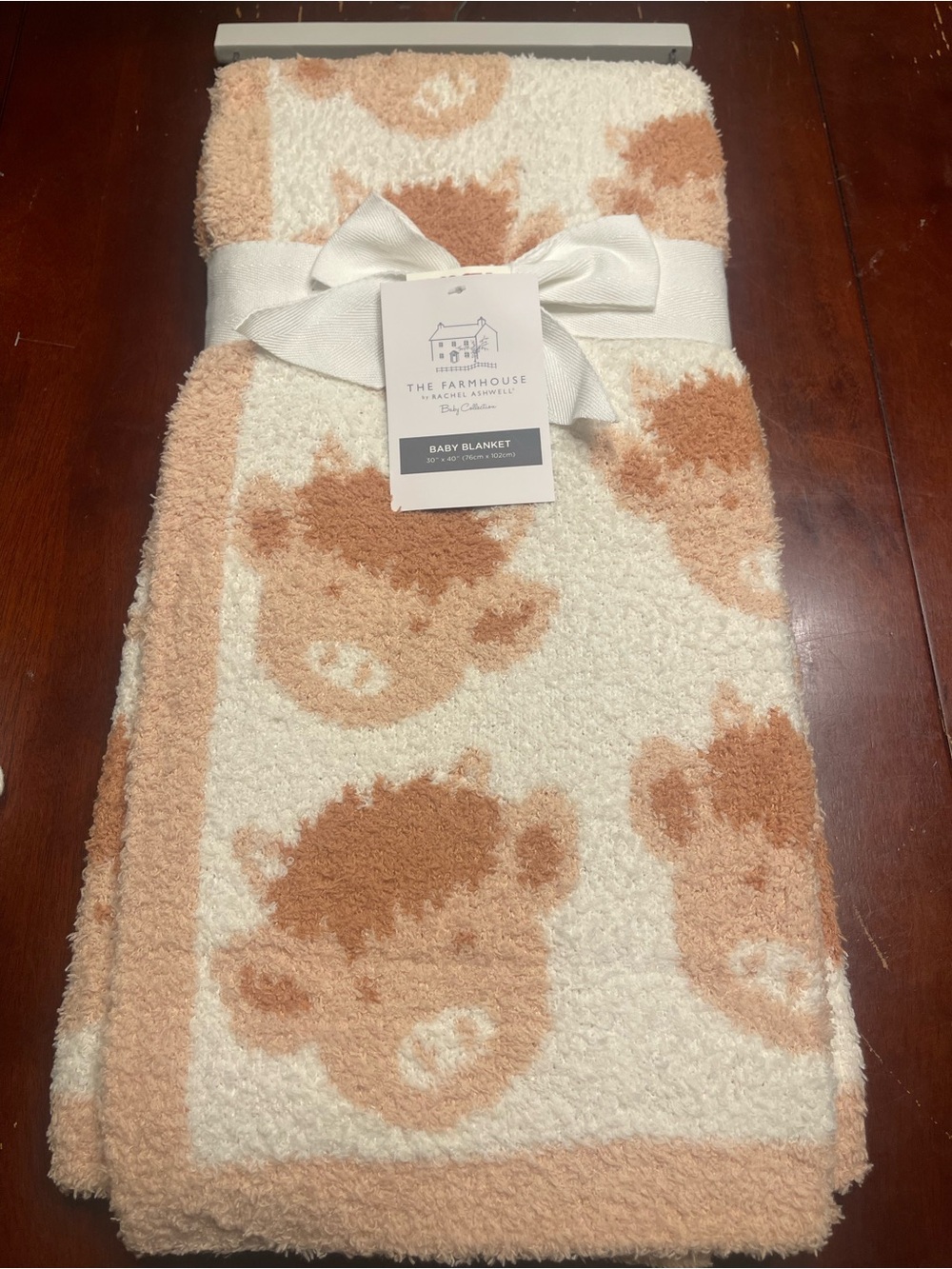 The Farmhouse Baby Collection Cream & Tan Cow Baby Blanket